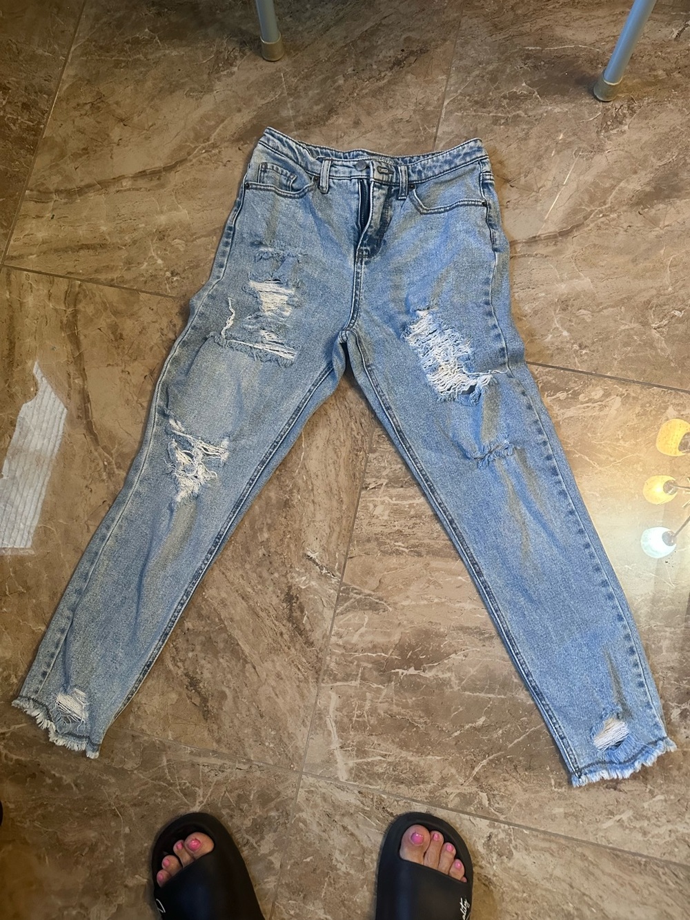 wild fable Light Blue Distressed Boyfriend Jeans